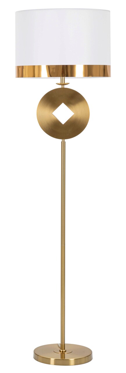Lampadar Coin, Mauro Ferretti, Ø40 x 151 cm, 1 x E27, 40W, fier/textil, auriu/alb - imagine 7